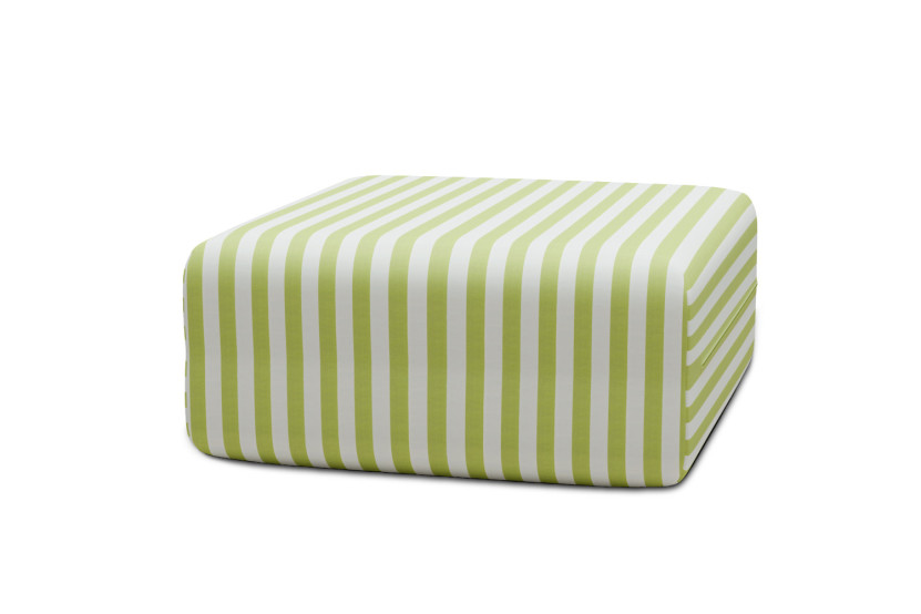 Pouf modulable - Tissu extérieur à rayures, blanc et vert anis