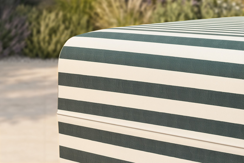 Pouf modulable - Tissu extérieur à rayures, blanc et vert foncé