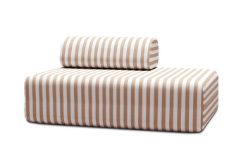 Canapé 2 places modulable - Tissu extérieur à rayures, blanc et marron