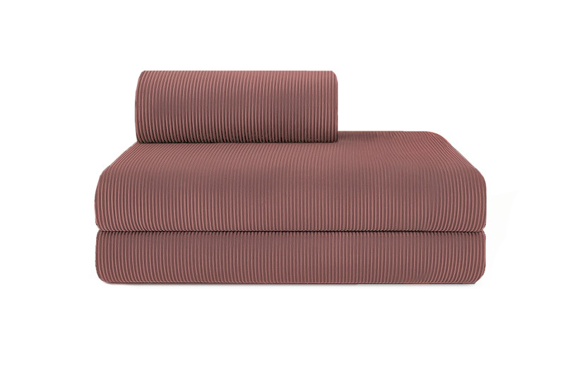 Housse Canapé droit convertible - 2 places - Tissu velours côtelé rose