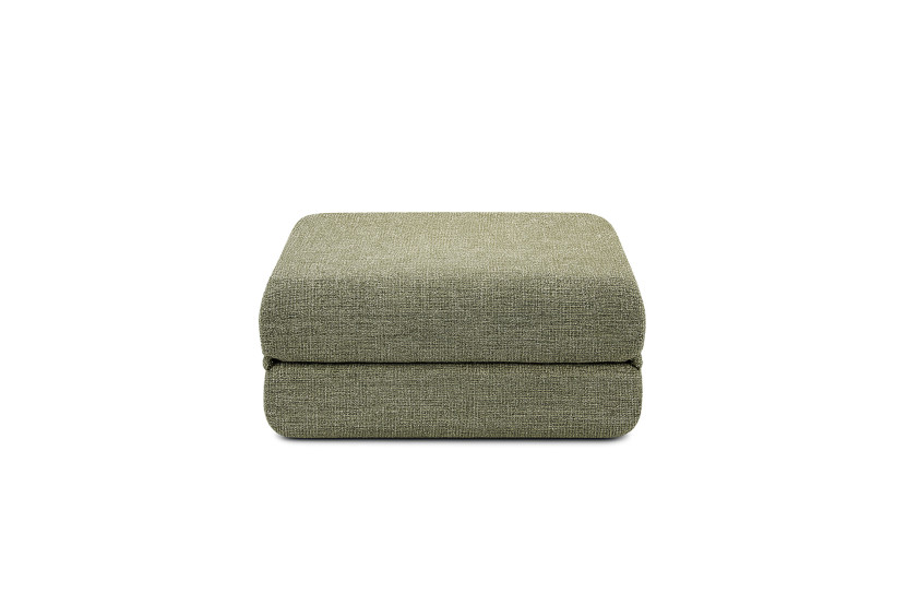 Canapé d'angle 6 places - 3 modules convertibles : Canapé 3 places + Fauteuil + Pouf - Tissu tweed Vert